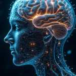 A drawing of the human brain shown almost like electronic circuits, illustrating artificial intellingence.