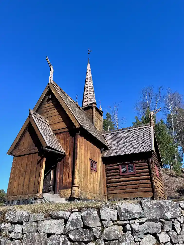 An old stave church in the Maihaugen museum, Lillehammer, Norway